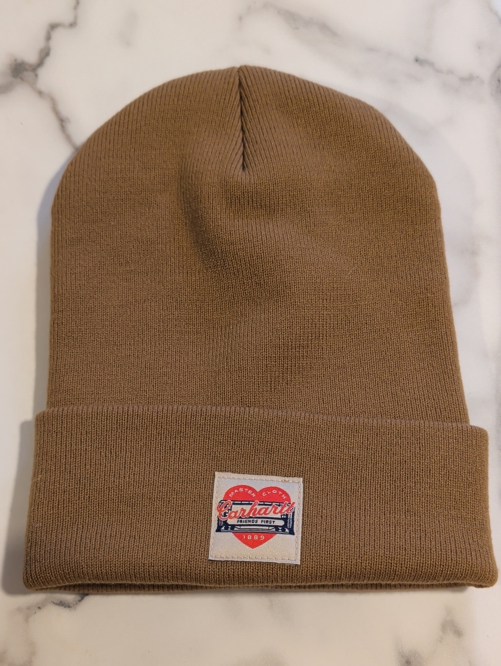 Carhartt Brown Knit Beanie with Branded Patch